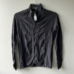 Fabletics jacket dark gray size Medium fitted peak holes athleisure